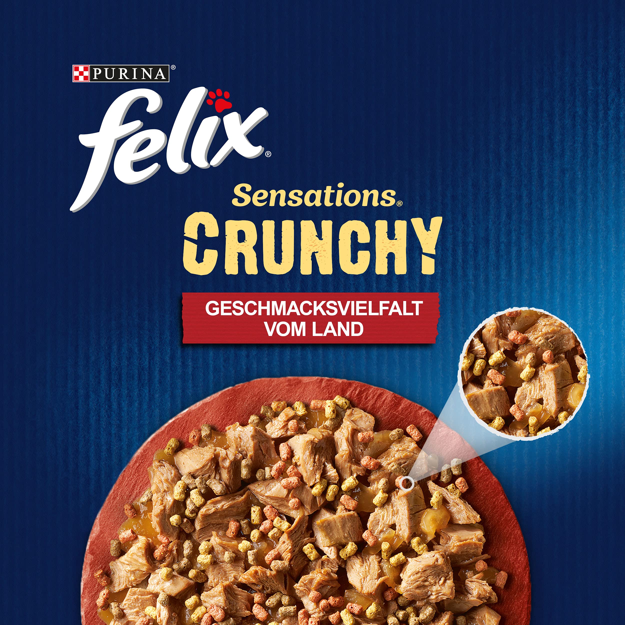FELIX Sensations Crunchy Comida para Gatos húmeda en gelatina, Mezcla de variedades, 4 Unidades (4 x 20 Bolsas de 85 g)