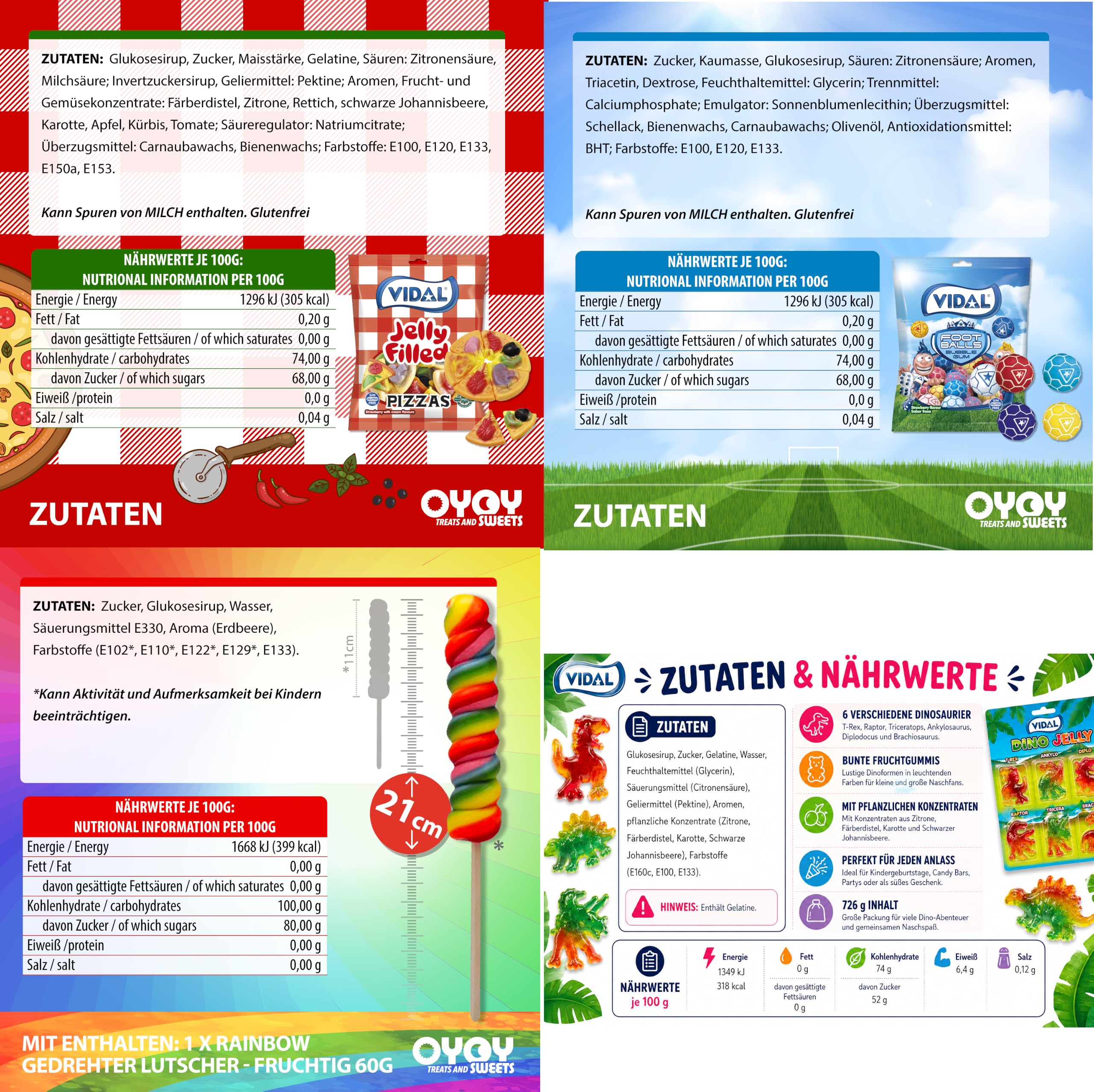 OYOY 85cm Schultüte gefüllt mit 1,400g Süßigkeiten Mix I 6-eckige ROTH Schultüte Motiv I Einschulung Geschenk I Schultüte fertig gefüllt I Schultüte groß