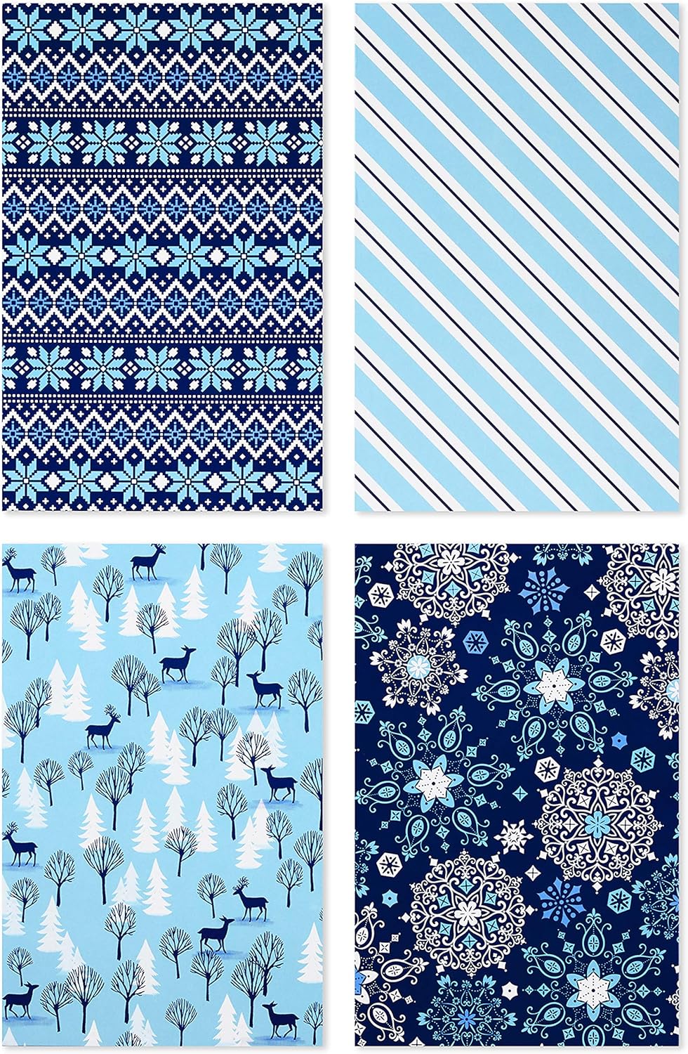 Tор Brаndѕ Hallmark Holiday Designed Shirt Boxes, Snowy Blues (Pack of 12) Snowflakes, Stripes, Sweater Pattern, Reindeer