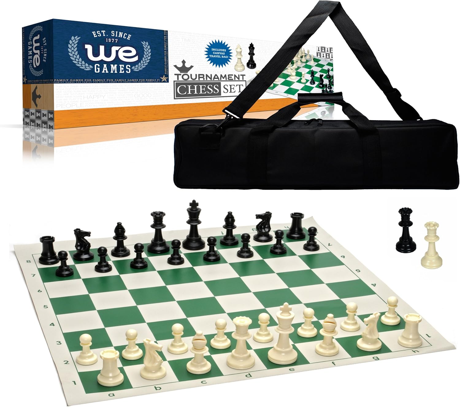 Wood Expressions Tournament Chess Set with Canvas Bag - 3 3/4" King - Double Weighted Chessmen