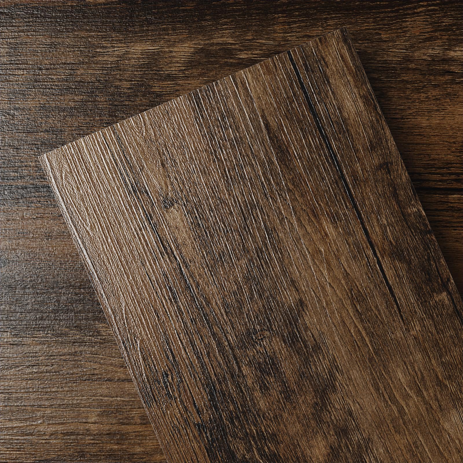 Peel and Stick Floor Tile Vinyl Wood Plank 36-Pack 54 Sq.Ft, Honduras Rosewood, Rigid Surface Hard Core Easy DIY Self-Adhesive Flooring