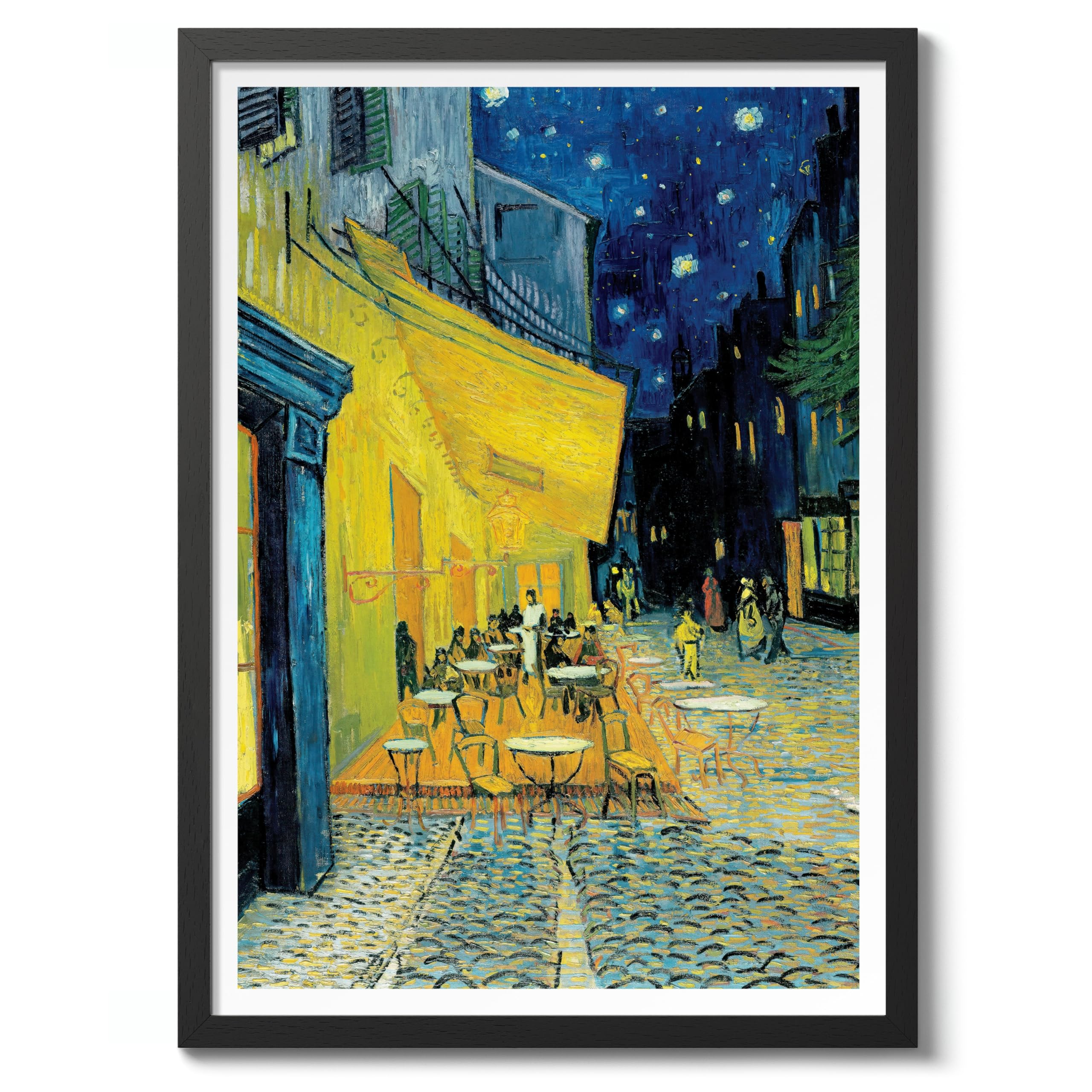 Café Terrace At Night Vincent Van Gogh Print, Classic Famous Oil Painting Print, Modern Art Exhibition, Home Decor Wall Art, Archival Matte, A1 (Black Frame) - 84.1x59.4cm