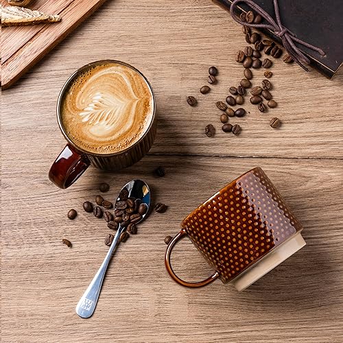 Miniatura 104 de GBHOME Tazas de café apilables de 12 onzas, tazas de café de cerámica con patrones de textura para hombre, mujer, papá, mamá, juego de 4 tazas