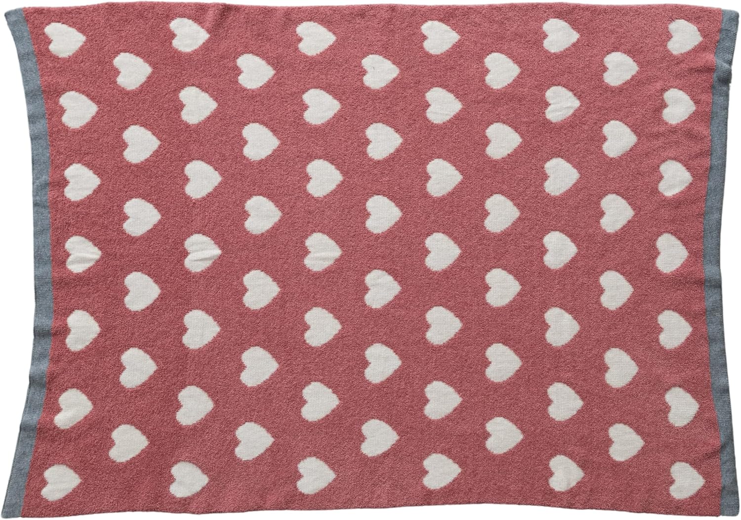 Creative Co-Op Cotton Knit Baby Blanket with Hearts, 40" L x 32" W