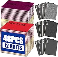 CLOYAN 48pcs Sanding Sponge Set 80-1000 Grit Wet Dry Sandpaper Sponges for Wood, Drywall, Metal, Auto - Flexible Washable Pads