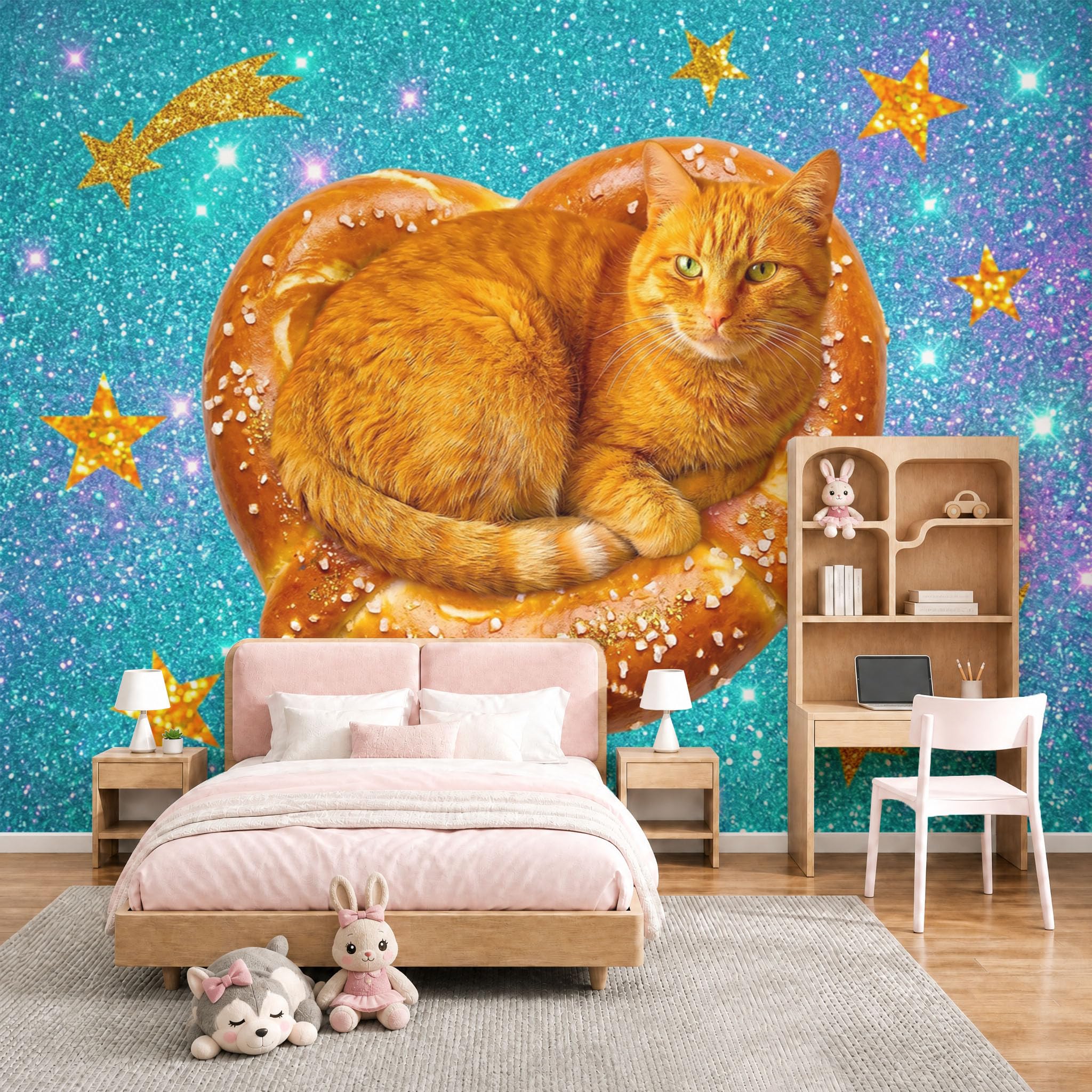 Papier peint panoramique chat de pain pour créer un cocon en crèche
