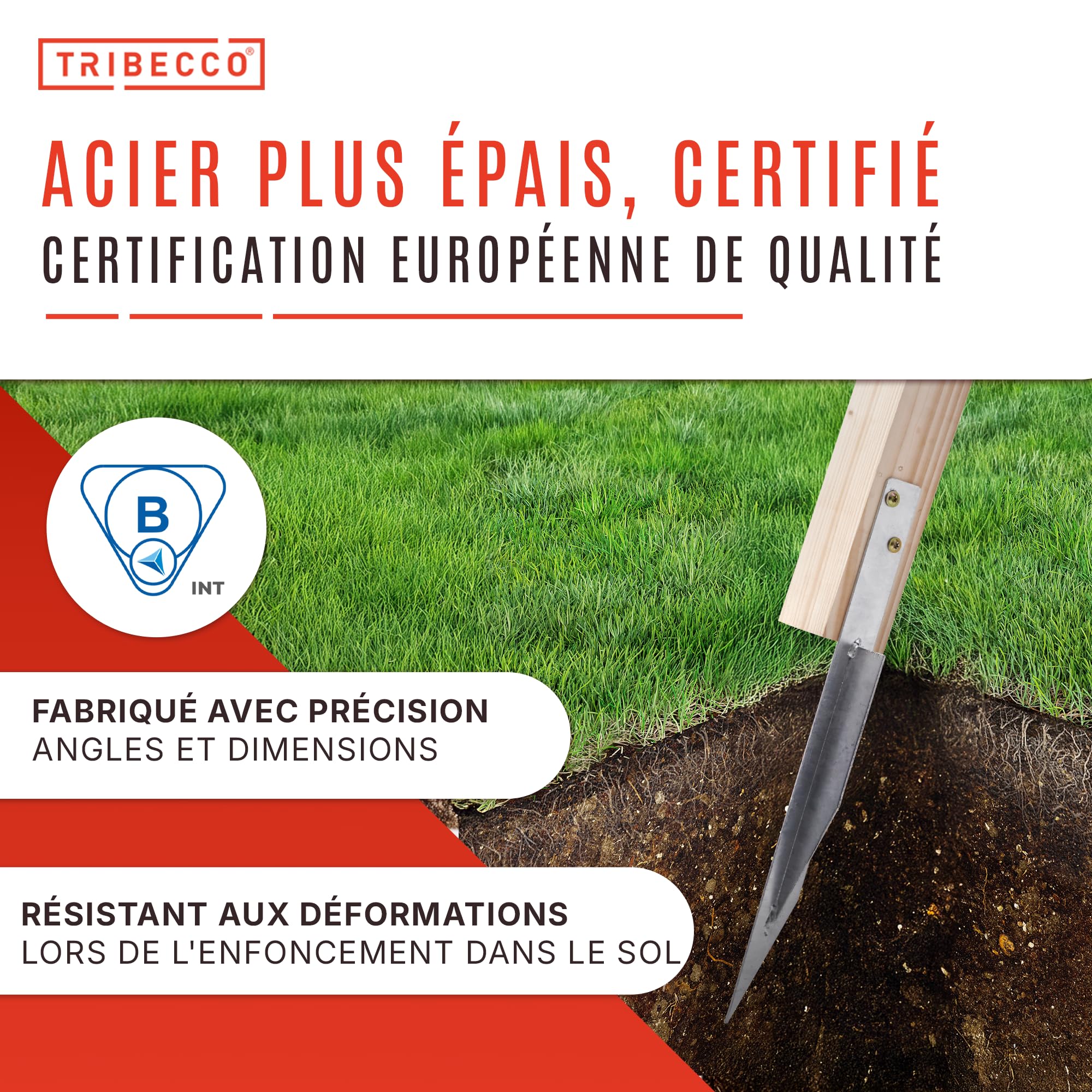 TRIBECCO® Lot de 4 ancrages au sol pour balançoire, stabilisation, ancrages de terre pour maisons de jeux, tours de jeu, balançoires, etc.