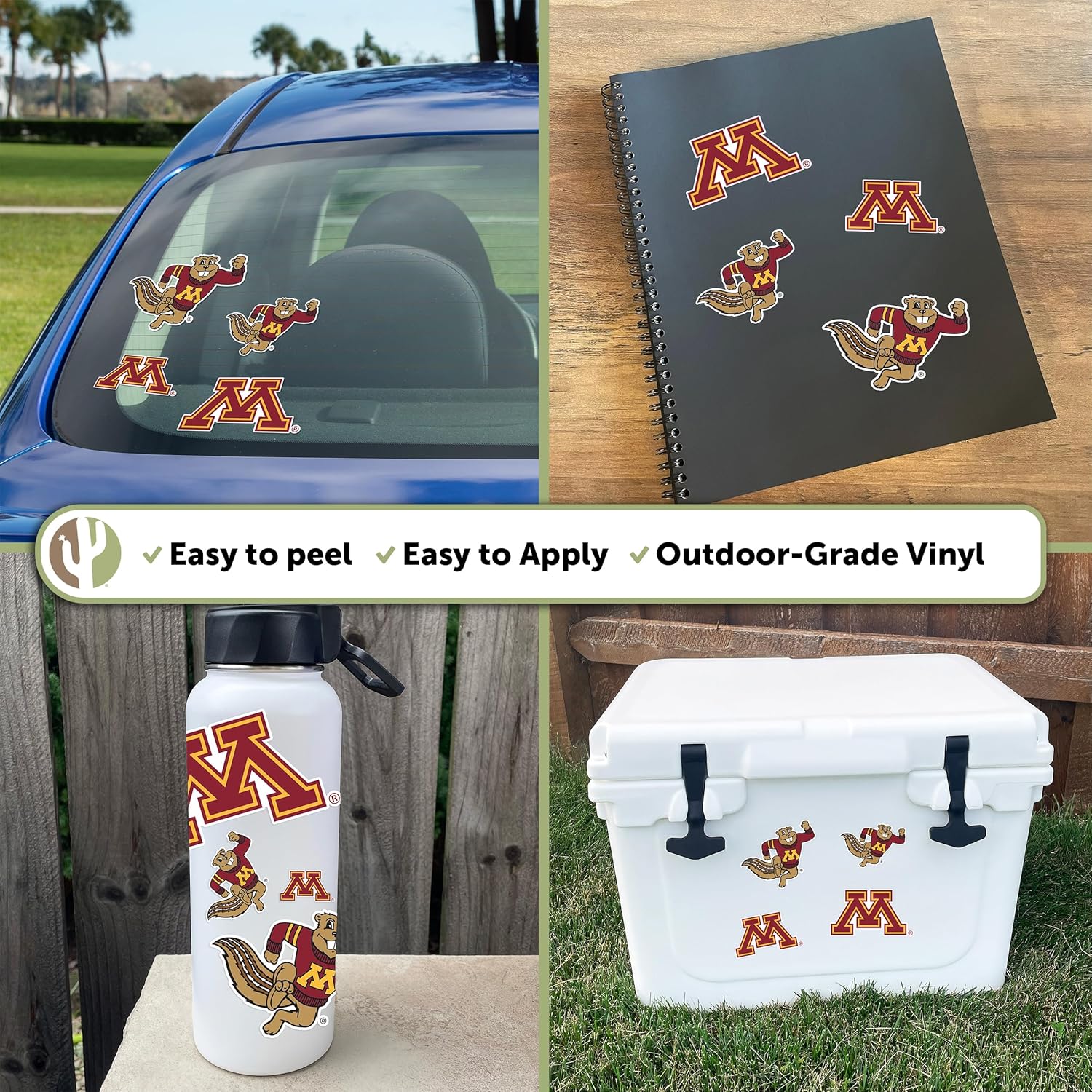 Desert Cactus University of Minnesota Sticker Golden Gophers Vinyl Decals Laptop Water Bottle Car Scrapbook Sheet T1 (Type 1-1) - Image 2
