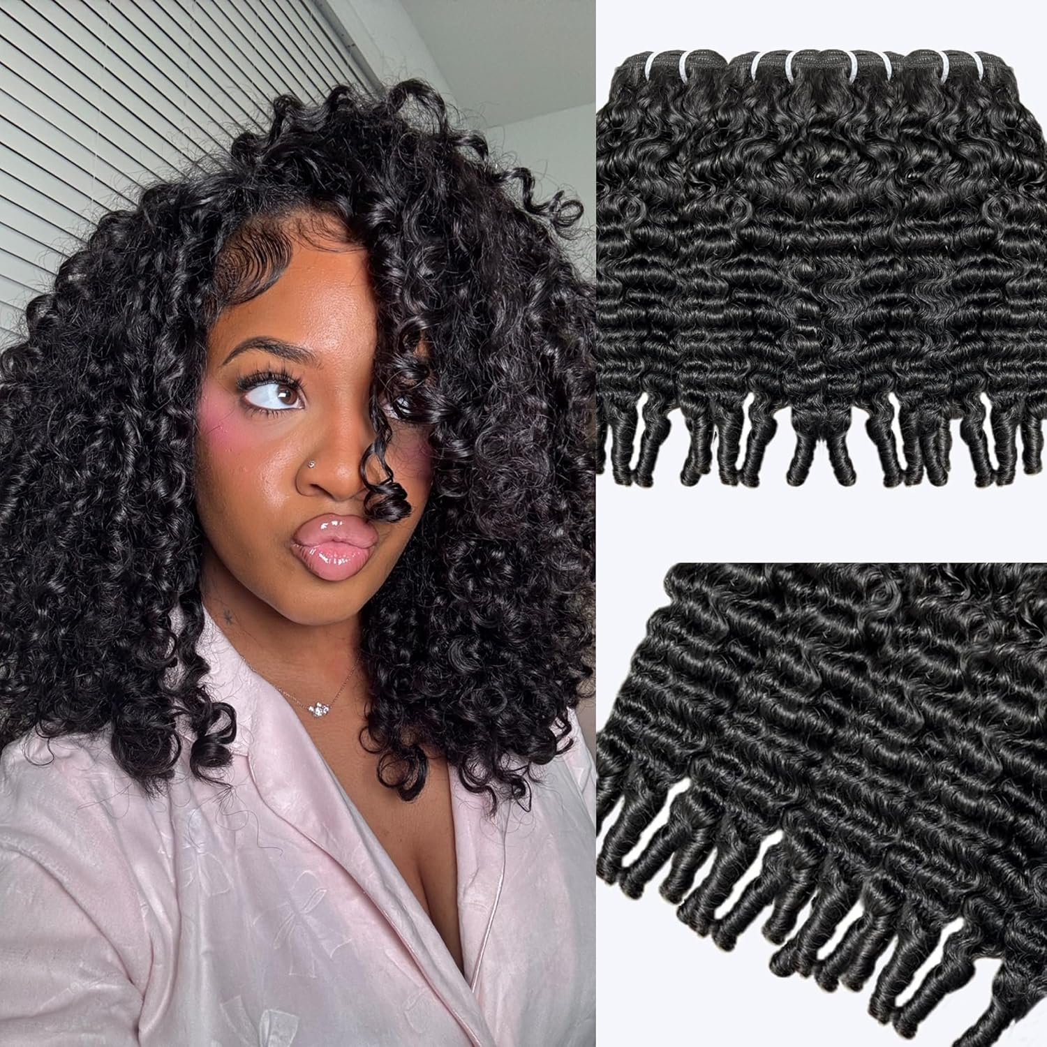 Burmese Curly Bundles Human Hair 4 Bundles 3c4a Spiral End Quick Water Wave Brazilian Virgin Human Hair Bundles Extensions for Women 12 12 12 12 Inch Natural Black