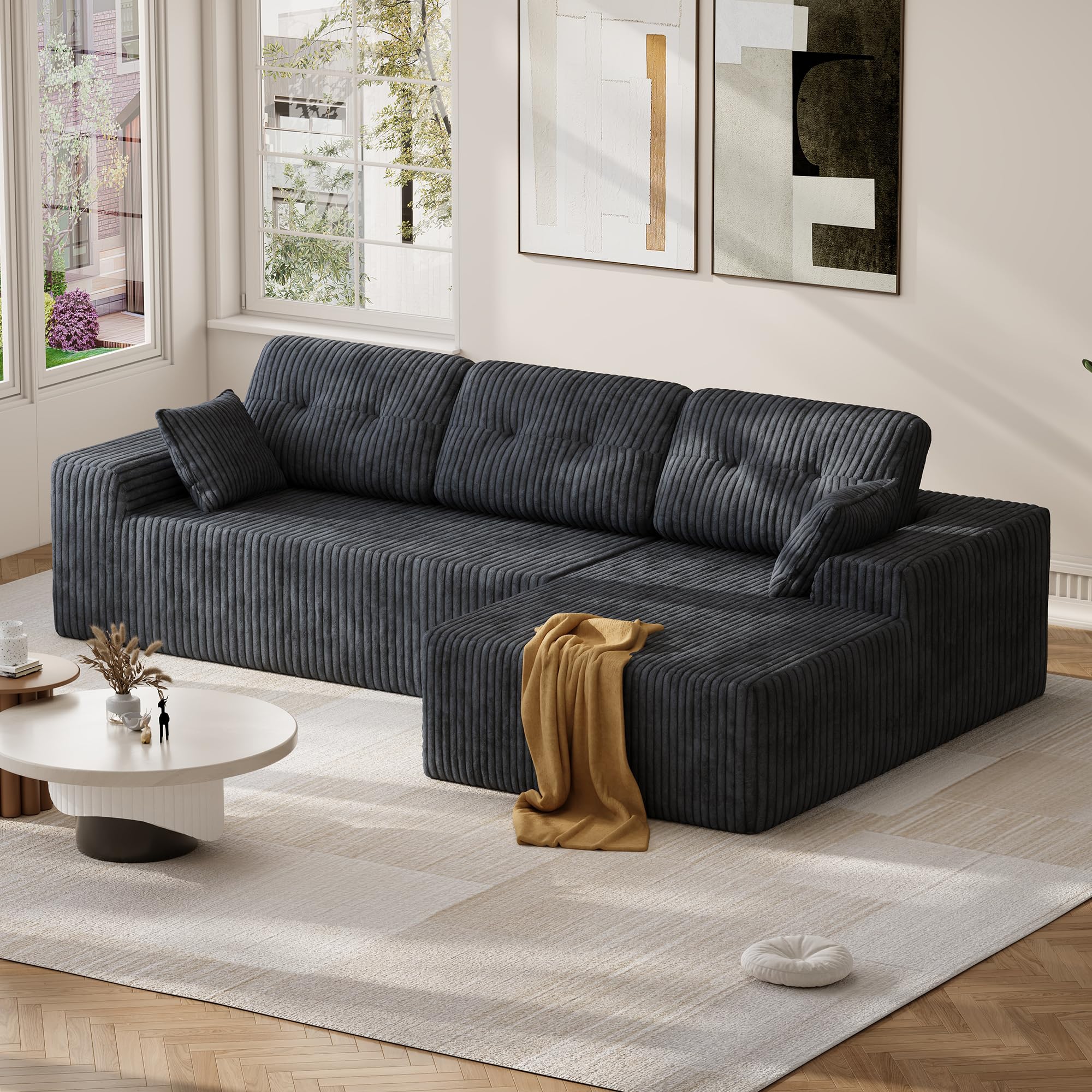Photo 1 of ***Box 1 of 2*** Ball & Cast 106" L-Shaped Modular Sectional Sofa, Boneless Cloud Couch