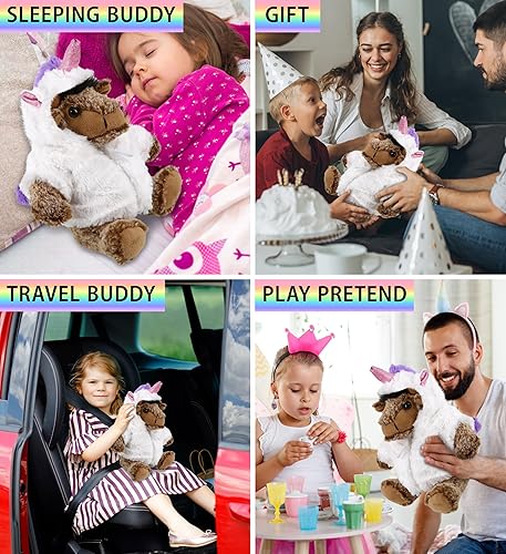 Miniatura 4 de DolliBu Peluche de unicornio de búfalo sentado, disfraz súper suave de búfalo con traje de unicornio de felpa extraíble, bonito regalo de vida