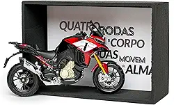 Miniatura Ducati Multistrada V4 Kit com Expositor - Burago 1:18 Moto Big Trail