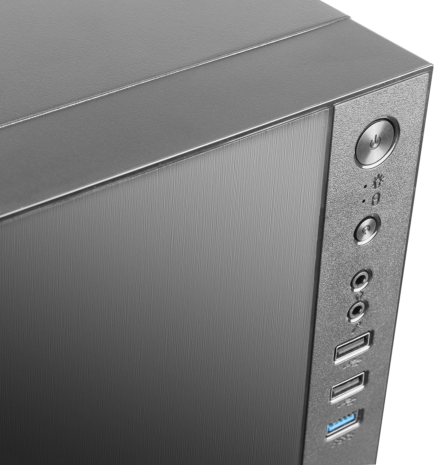 ACX, Mini Tower Micro ATX PC Case, Brushed Aluminium Front, 12cm Fan, USB 3.0, Black