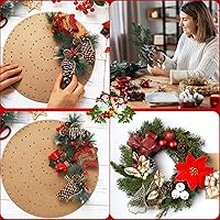 Vista 6 de Thyle 6 tableros redondos de corona con agujeros de madera para coronas de verano, tableros de flores, anillos de madera, suministros de marco