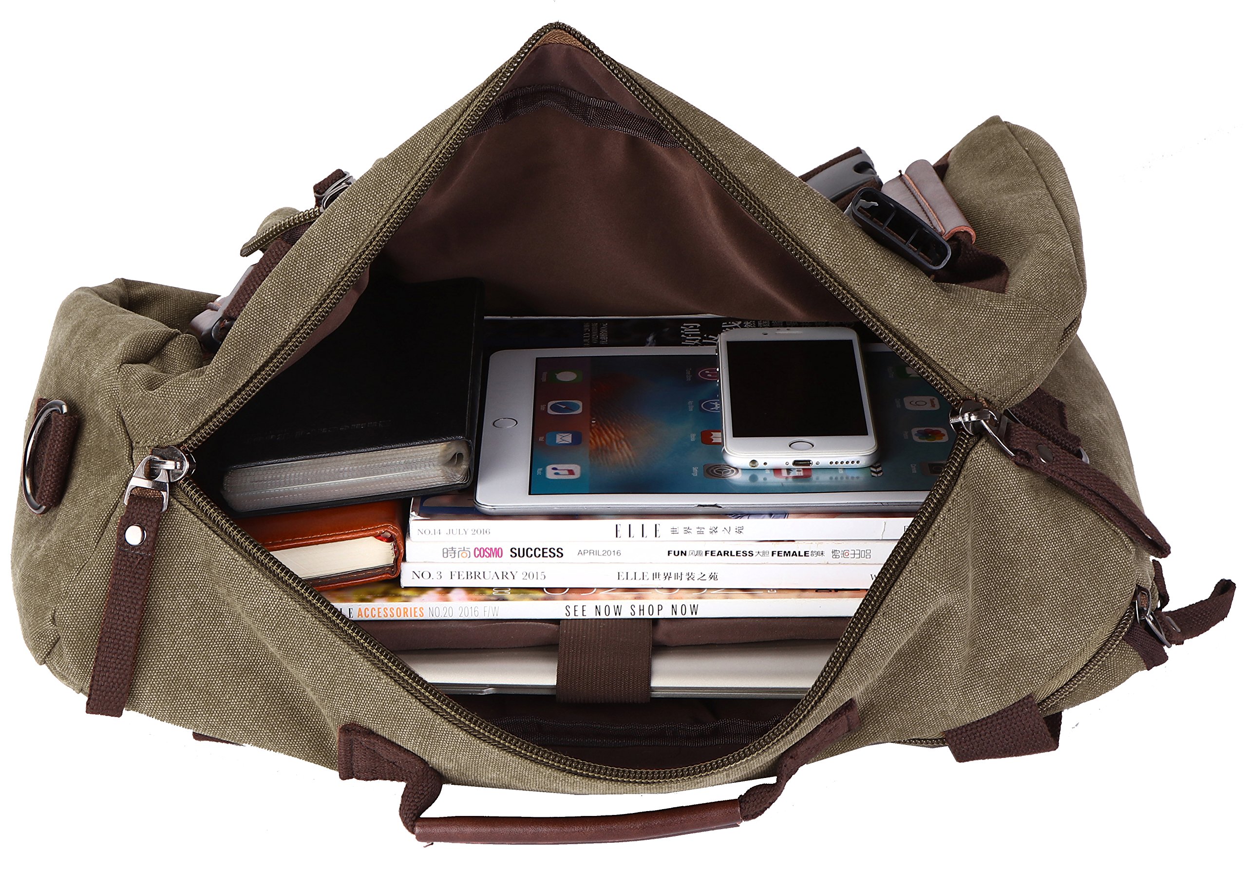 bag for travel men Air Porter Carry-On Bag, Canvas with Chocolate Leather / iPad/iPad Air +$69 by WaterField Designs, Carry On Travel Bag, Bags Made in USA main image 0