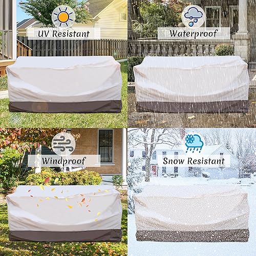 Miniatura 5 de ovios Fundas para muebles de patio, funda impermeable para sofá de 3 plazas y otomanos, sofá seccional para mesa de uso general, 73.2 pulgadas de