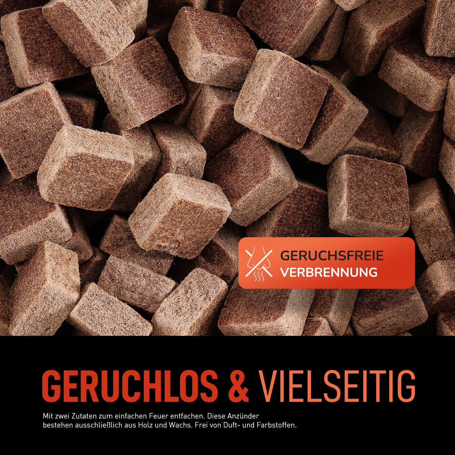 Flammingo® Ökologische Anzündwürfel, braun - ca. 875 Stk, 7 kg Karton - Brenndauer ca. 12 min pro Würfel, 27x27x15 mm - Grillanzünder, Kaminanzünder, Ofenanzünder, Anzündwürfel, Anzündwolle, Geruchlos