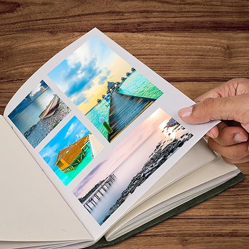 Miniatura 7 de VIMOKSHA Álbum de fotos de cuero genuino prémium (8.5 x 6.5 pulgadas, vertical, verde) álbum de fotos hecho a mano con caja de regalo