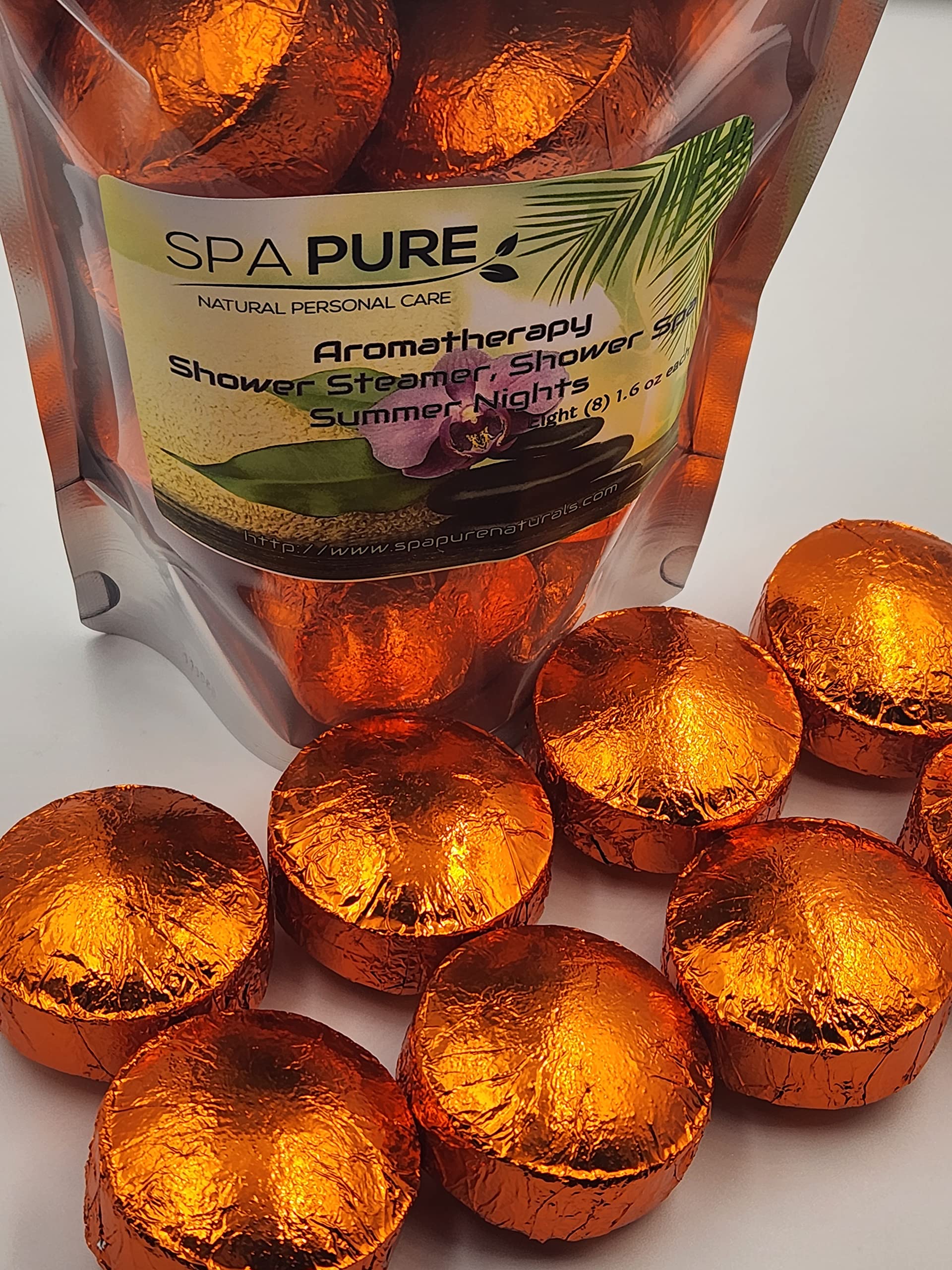 Summer Nights Aromatherapy Shower Bombs: Made in USA with 100% Natural/Organic Essential Oils - Transform Your Shower (8 Count) Pack of 1