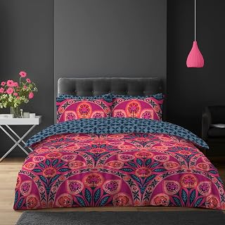 Super Dreamer 4 Pcs Paisley Bedding Complete Bed Set-1 Double Duvet Cover+ 1 Patterned Fitted Bed Sheets with 2 Pillowcase- Reversible Quilt Covers