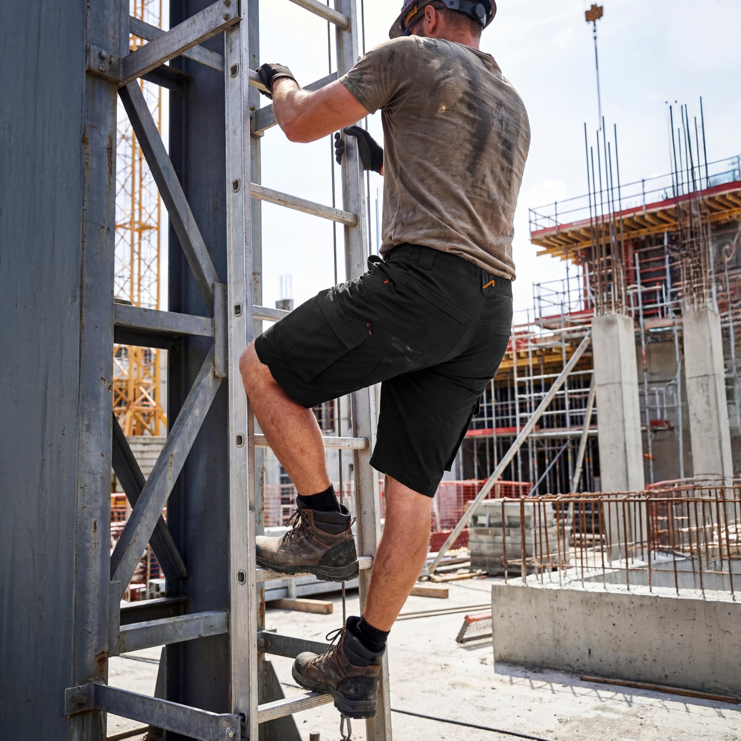ACE Constructor Herren Hybrid-Arbeitshose kurz - Outdoor-Cargoshorts mit Cordura und Stretch-Gummizug für Männer - 44 bis 66