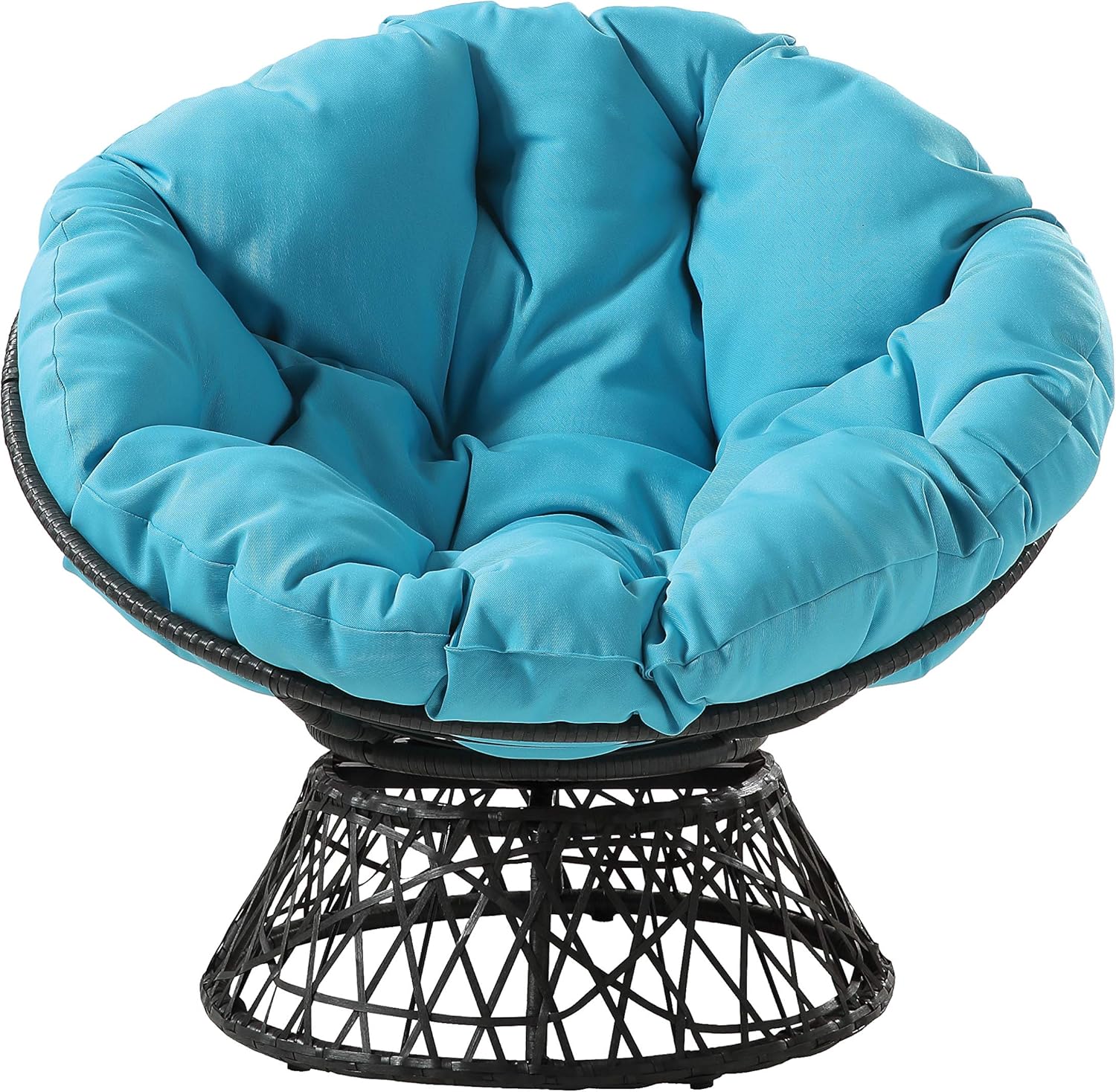 Blасk Frіdау - 80% оƒƒ OSP Home Furnishings Wicker Papasan Chair with 360-Degree Swivel, Grey Frame with Blue Cushion