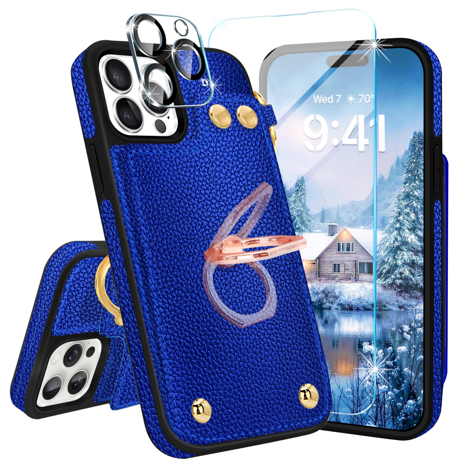 Fingic Custodia per iPhone 15 [con supporto ad anello a 360