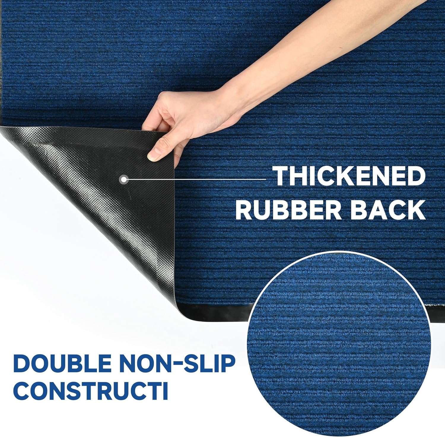 3x10ft Outdoor Floor Mat Commercial Runner Rug Heavy Duty Non Slip Entrance Rugs Indoor Outdoor Entryway Doormat with Rubber Back Waterproof Mat for Home Hotel Office (3'x10'Dark Blue)