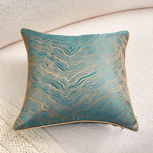 Miniatura 5 de Funda de cojín Avigers cuadrada, de 45x45cm, diseño con bordado a rayas abstractas doradas, funda de cojín decorativa, moderna de lujo, para sofá,