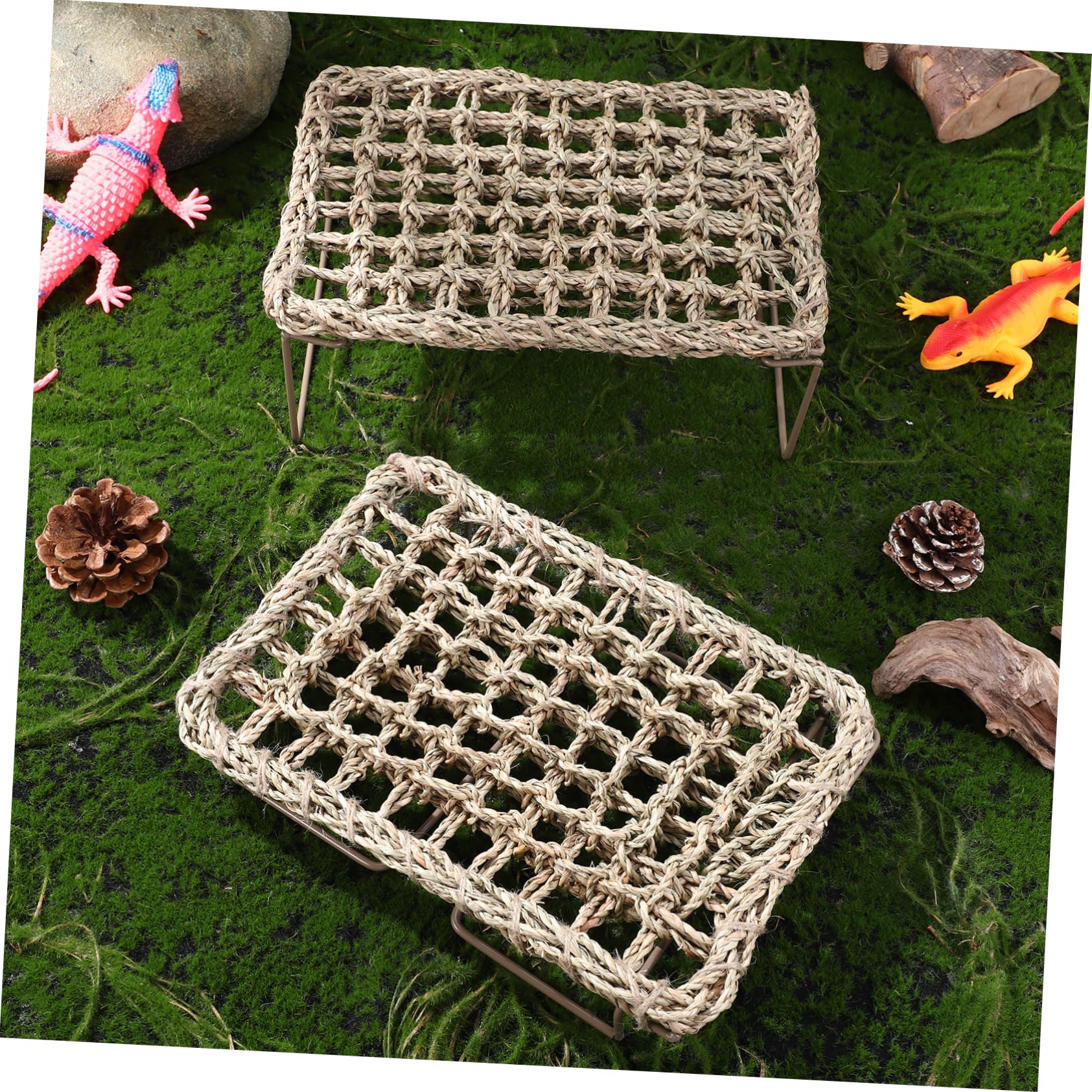 2piezas Hamaca De Tejida Hamaca para Reptiles Tumbona para Cama Colgante para Dragones Barbudos Accesorios para Acuarios De Reptiles para Terrarios y Hogares