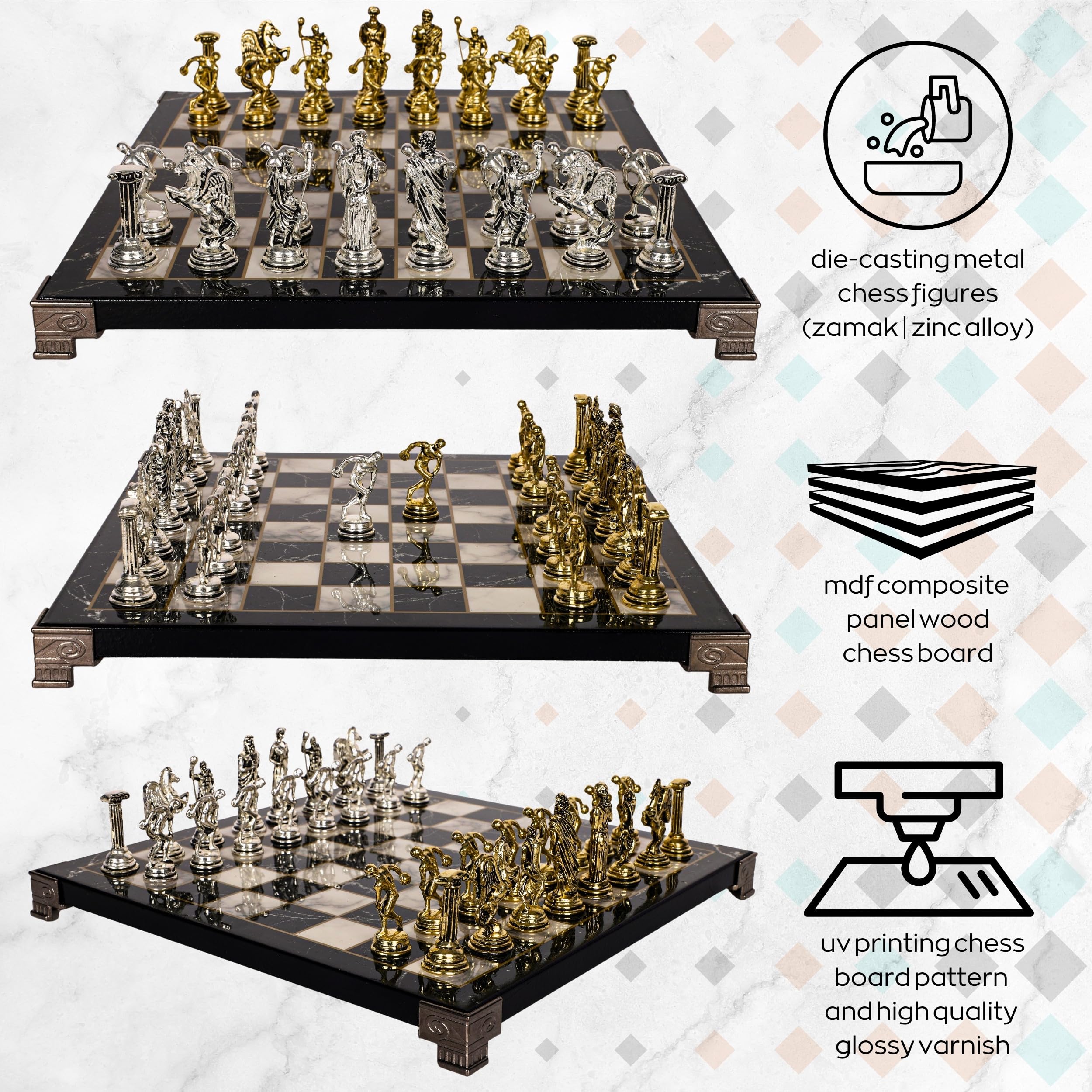 Amazon | メタルフィギュアチェスセット、ギリシャ神話の