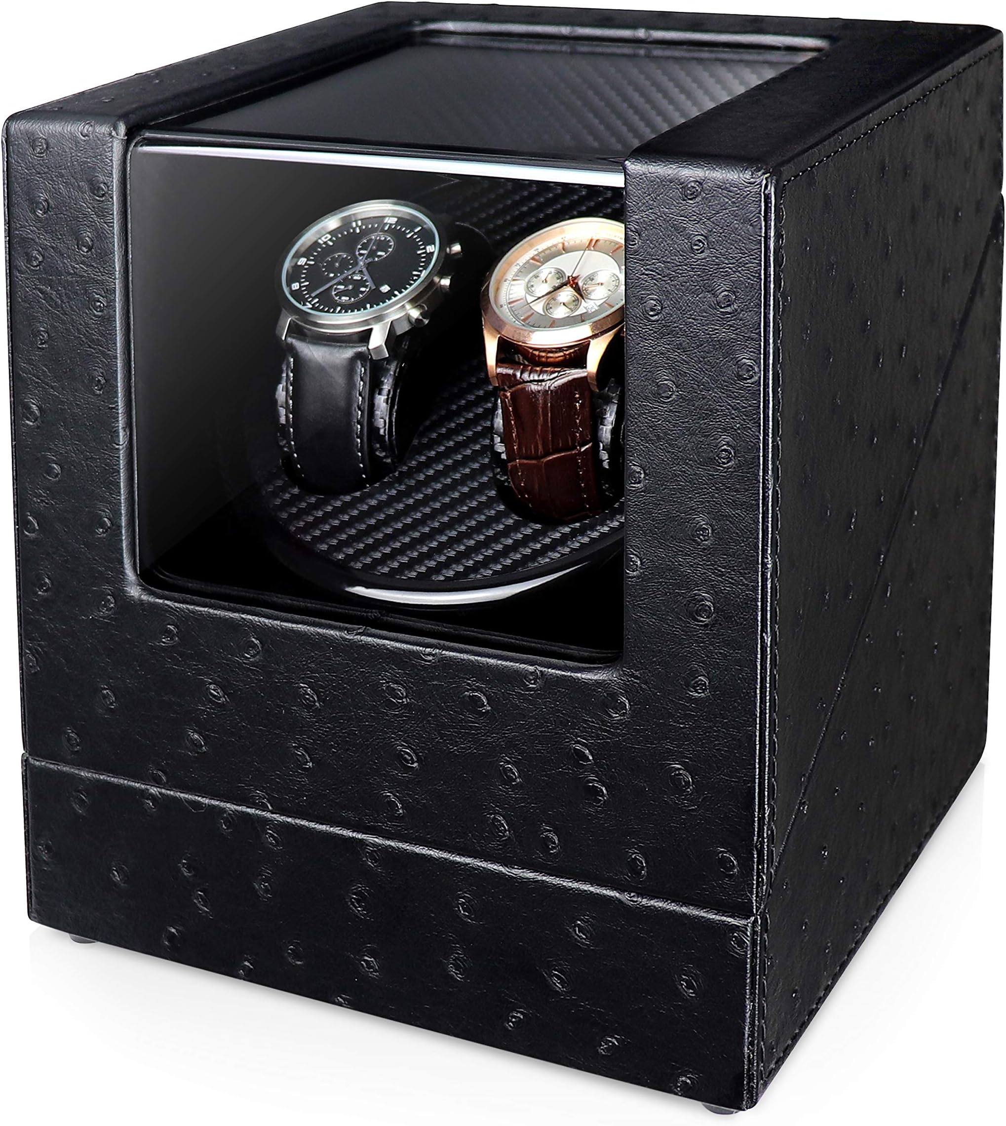 Double Watch Winder for Automatic Watches with Quiet Motor, 4 Rotation Mode Settings, Three Dimensional Watch Pillows, Suitable for Men’s and Ladies Wrist Watch