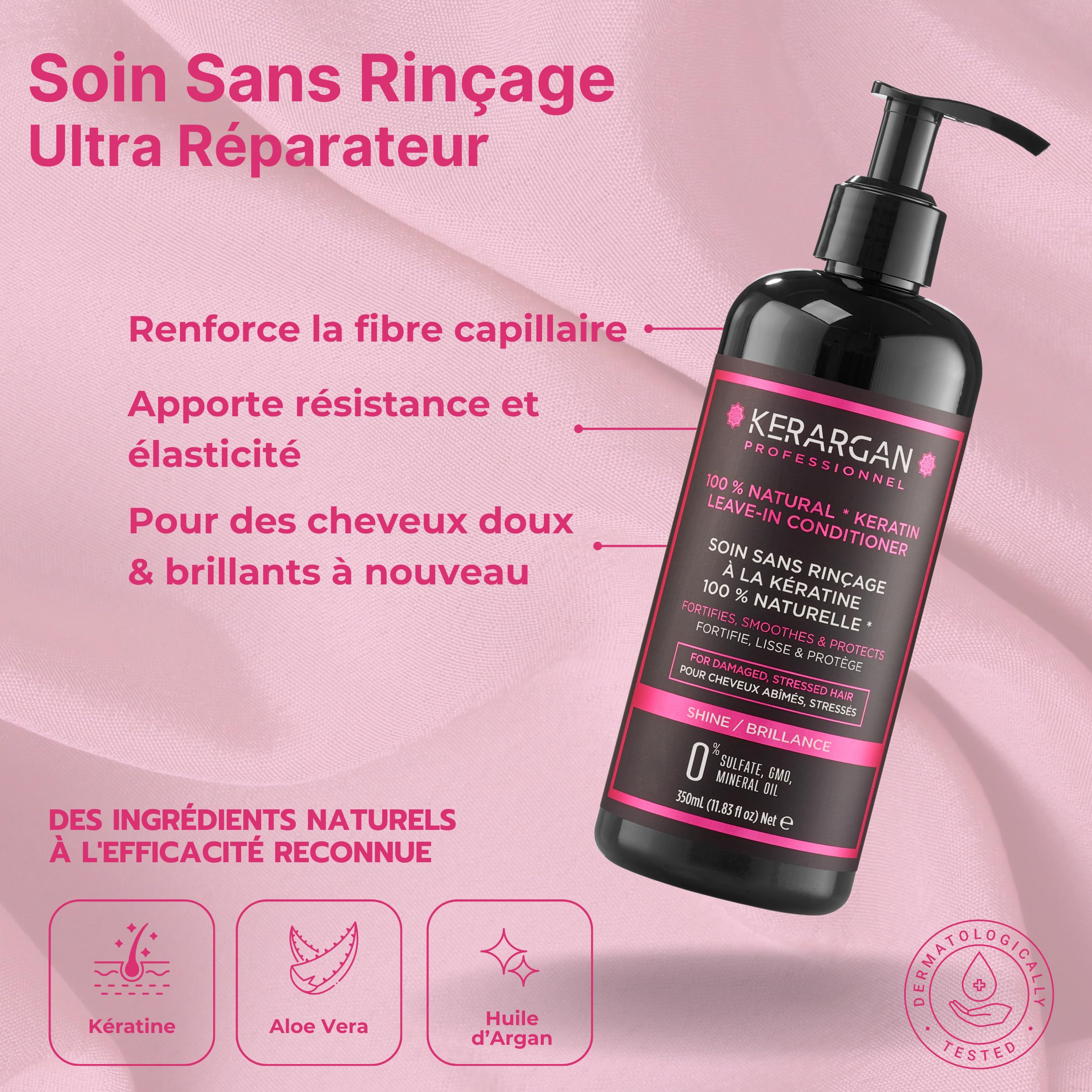 KERARGAN - Routine Kératine 6 Soins Complète - 3x500ml+100ml+350ml+250ml | Shampoing, après-shampoing, masque, sérum, soin sans rinçage et gommage, routine réparatrice complète
