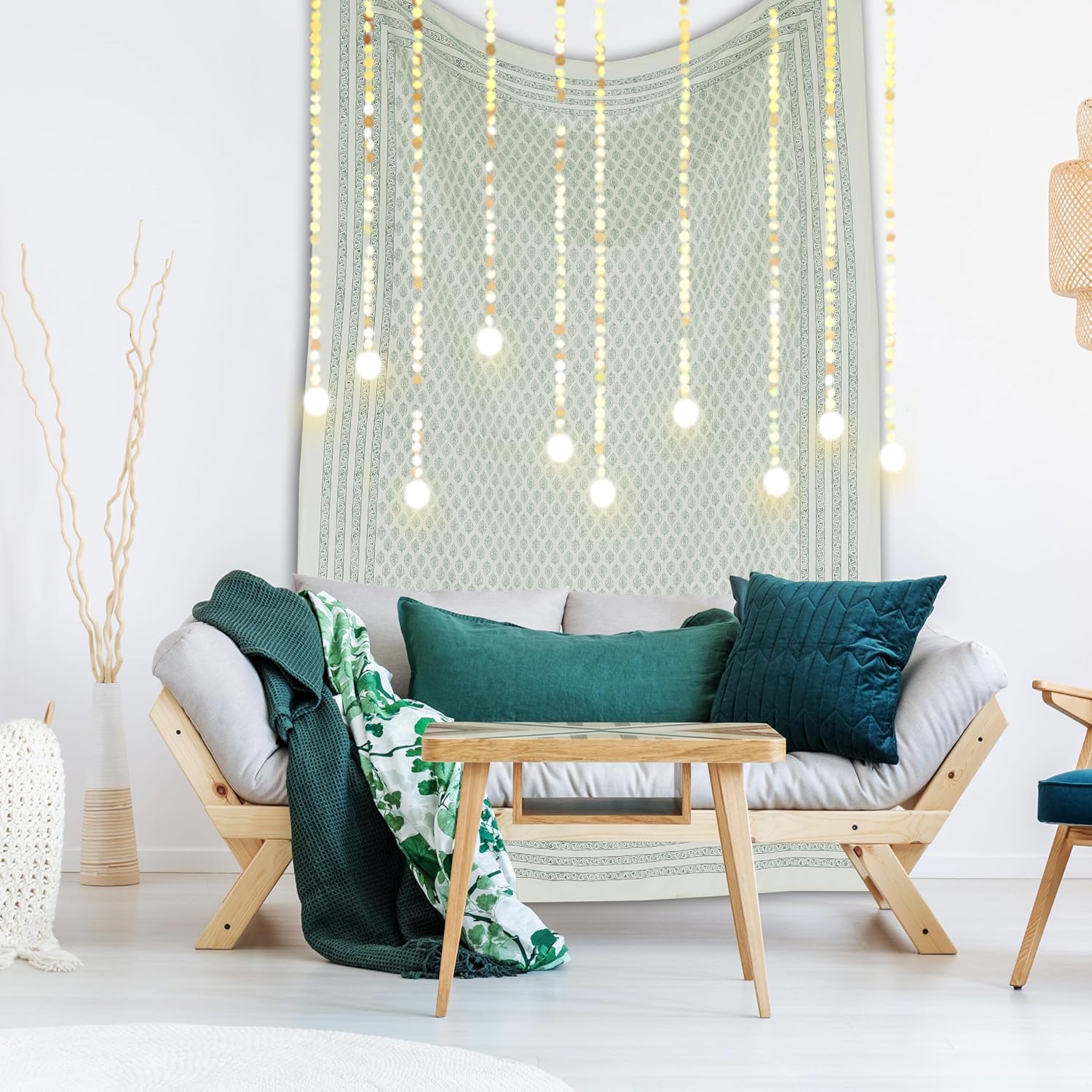 Hand Block Print Tablecloth for Square Table, Block Print Table Cover for Kitchen Dinning Tabletop Decoration Parties Weddings Bithday Christmas (60 X 60 Inches)