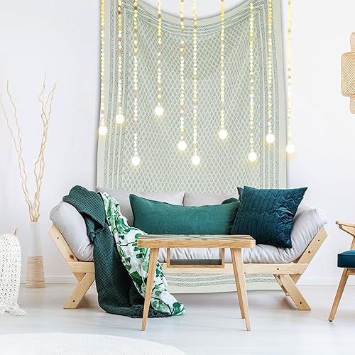 Miniatura 8 de ABHOOH Mantel estampado a mano para mesa cuadrada, mantel con estampado de bloques para decoración de mesa de cocina, comedor, fiestas, bodas,