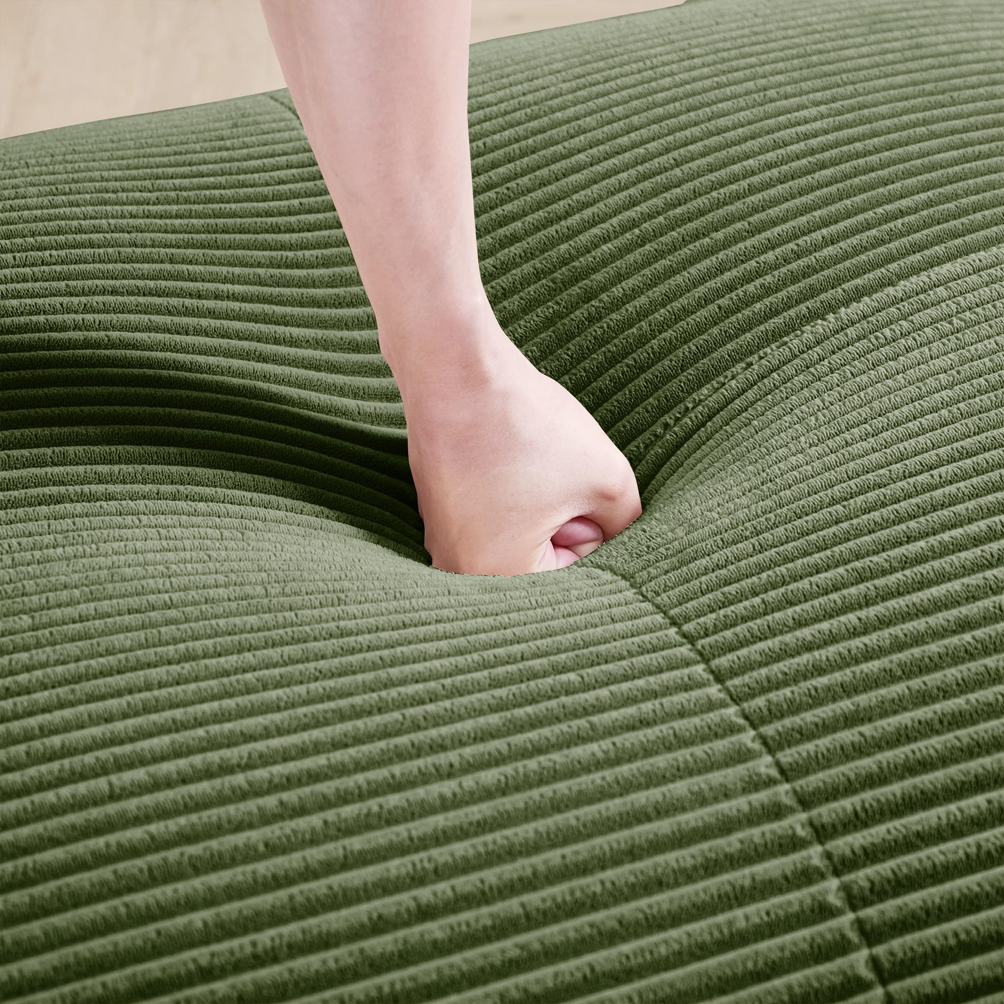 Divano a U Premium Green modulare senza montaggio, antiscivolo per animali domestici, braccioli extra larghi 32D, imbottitura altamente elastica per soggiorno, camera da letto, ufficio