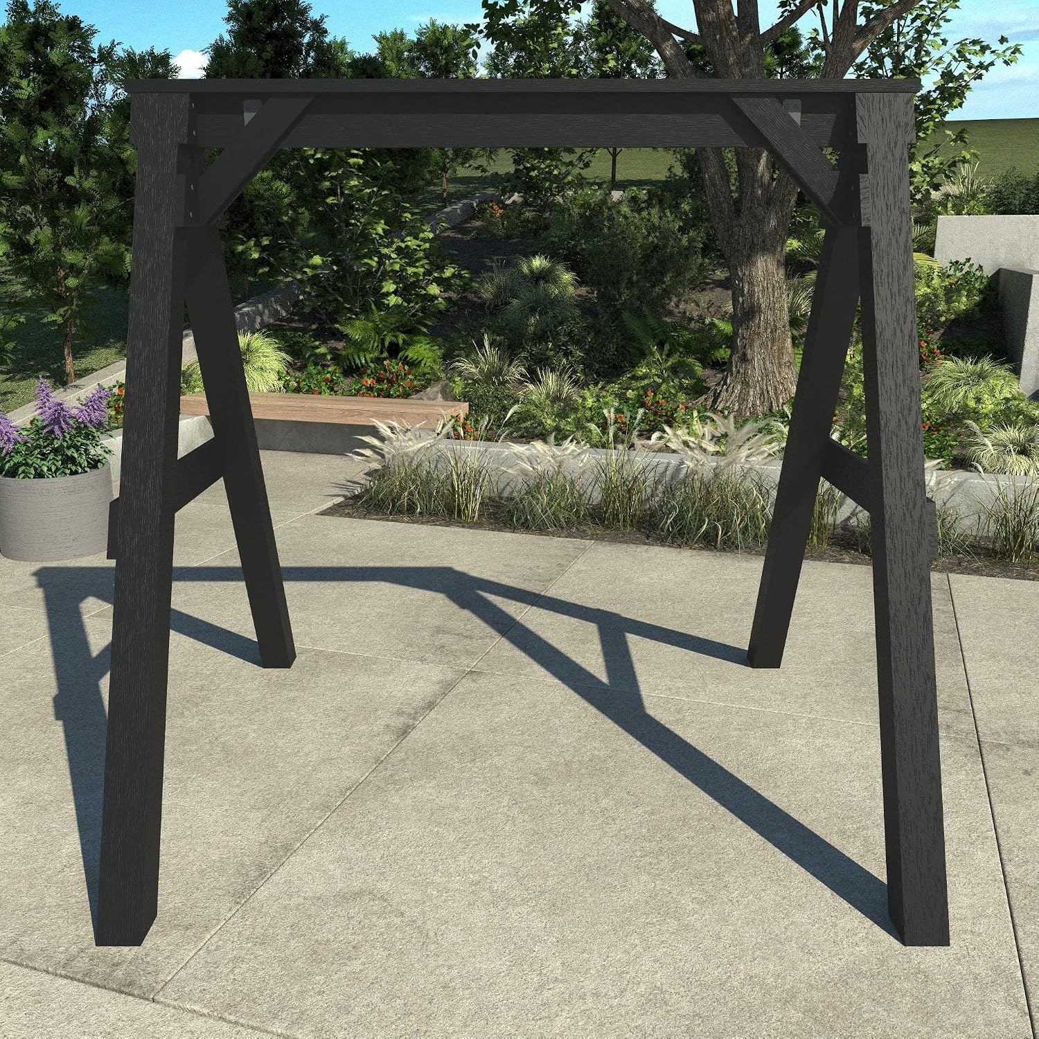 Highwood Heavy Duty, Weather Resistant A-Frame Porch Swing Stand, Black