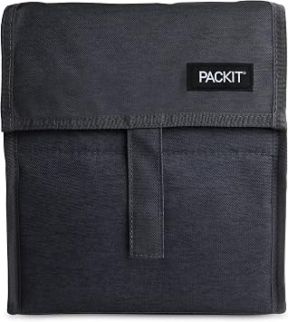PackIt Freezable Lunch Bag, City Charcoal, Built with EcoFreeze Technology, Foldable, Reusable, Zip and Fold Closure with Buckle Handle, Designed for Work Lunches and Fresh Lunch On the Go