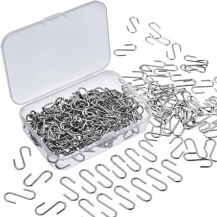 WILLBOND 150 Pieces Mini S Hooks Connectors Metal S-shaped Wire Hook Hangers with Storage Box for DIY Crafts, Hanging Jewelry, Key Chain and Tags (0.87 x 0.31 Inch)