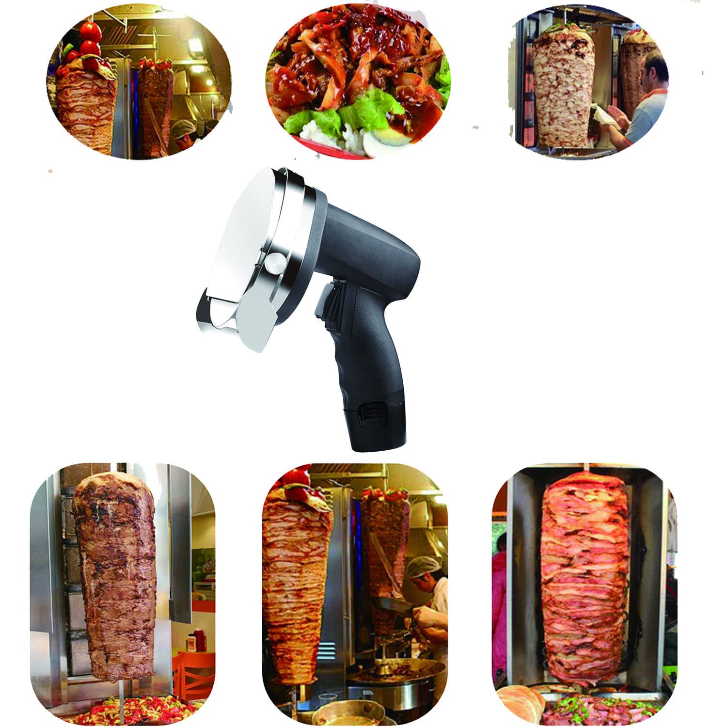 Cortadora Eléctrica Kebab Cuchillo de Barbacoa,Cuchillo Eléctrico for Kebab,Mano Kebab Cutter Cuchillo de Trinchar Eléctrico,Cortador De Kebab Eléctrico con Corte De 2 Cuchillas
