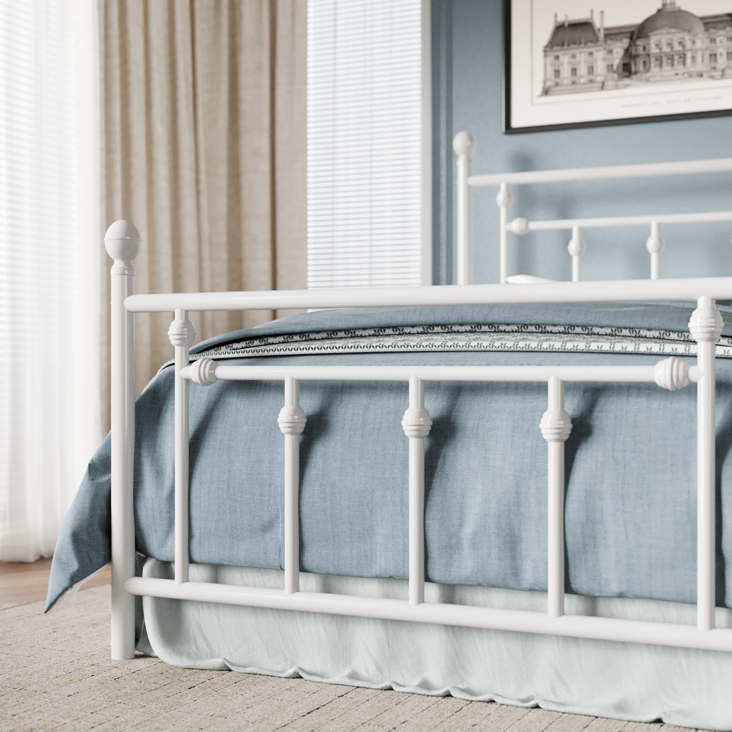 MUTICOR Struttura Letto in Metallo 90x200 cm dal Design Senza Tempo, Telaio Stabile con Doghe Incluse, Spazio Contenitore Sotto il Letto, Silenzioso, Bianco