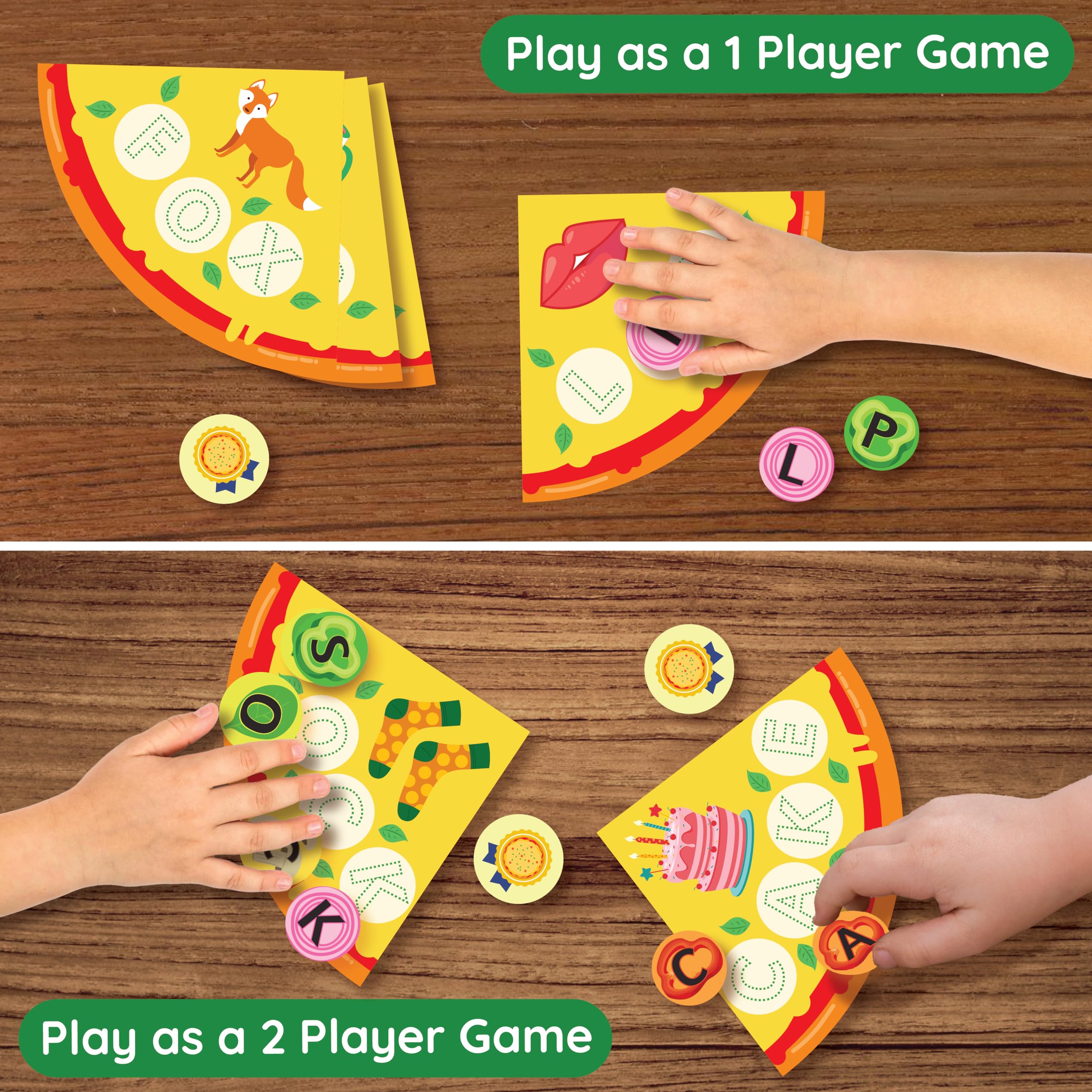 Zicster Word Pizza: Spelling Games for Ages 4-6 | Classroom Games | 160 Alphabet Toppings and 100 Words | Fun Preschool & Kindergarten Learning Activity | Homeschool Essentials - Image 7