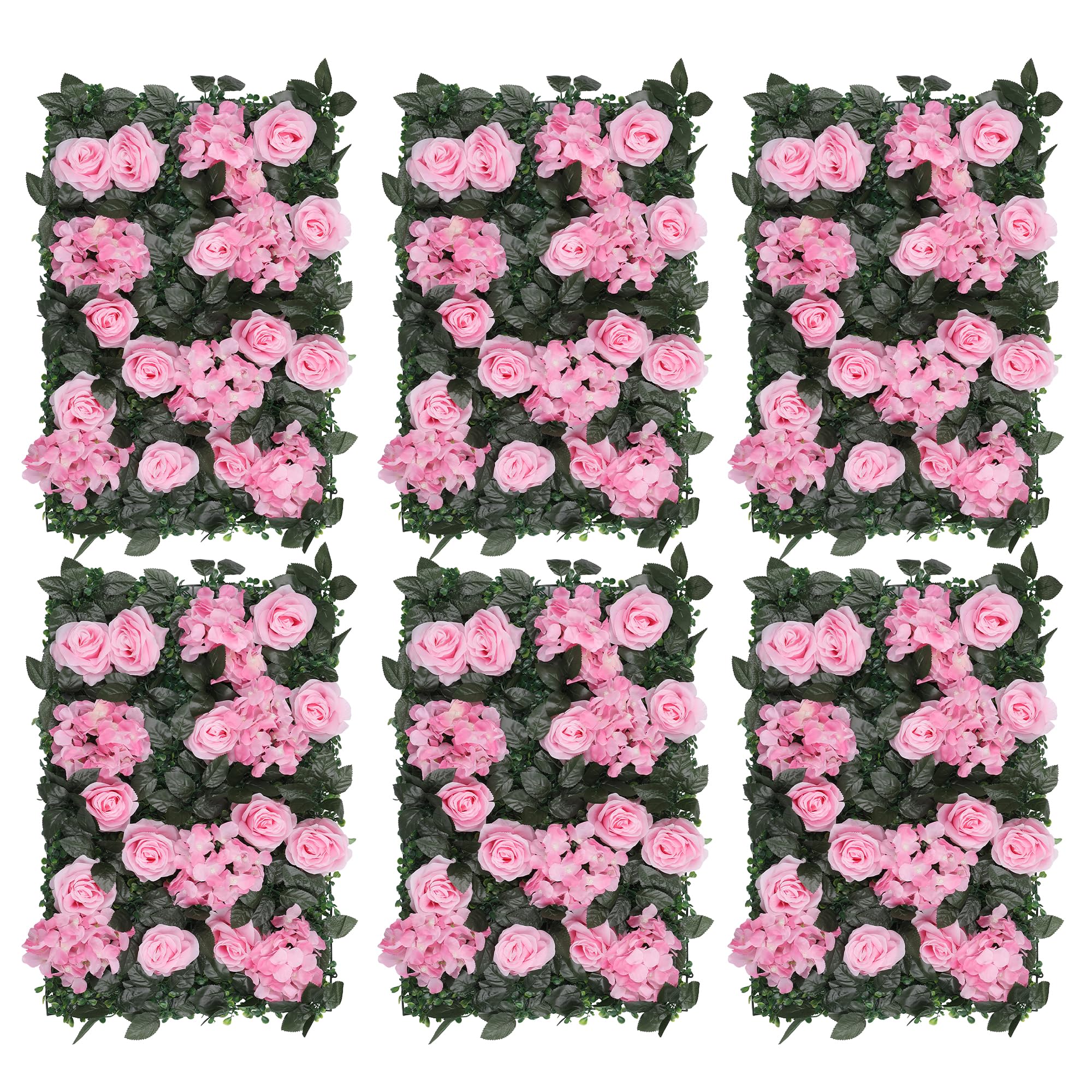 Artificial Flowers Wall Panels, Blush Pink Roses & Jasmine, 6pcs — image 1
