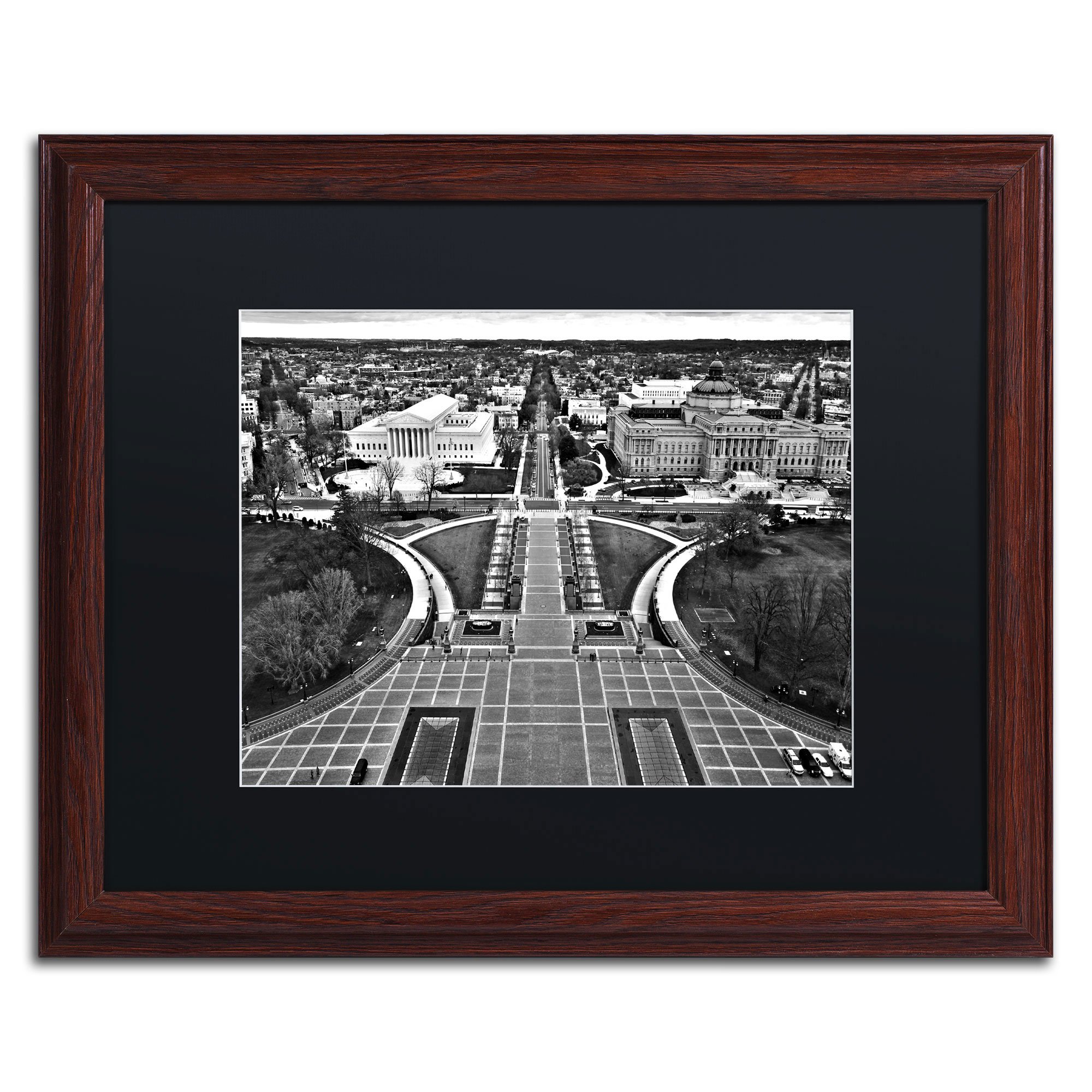 Trademark Fine Art Washington DC Wood Framed Artwork by Cateyes, 16 by 20-Inch, Black Matte