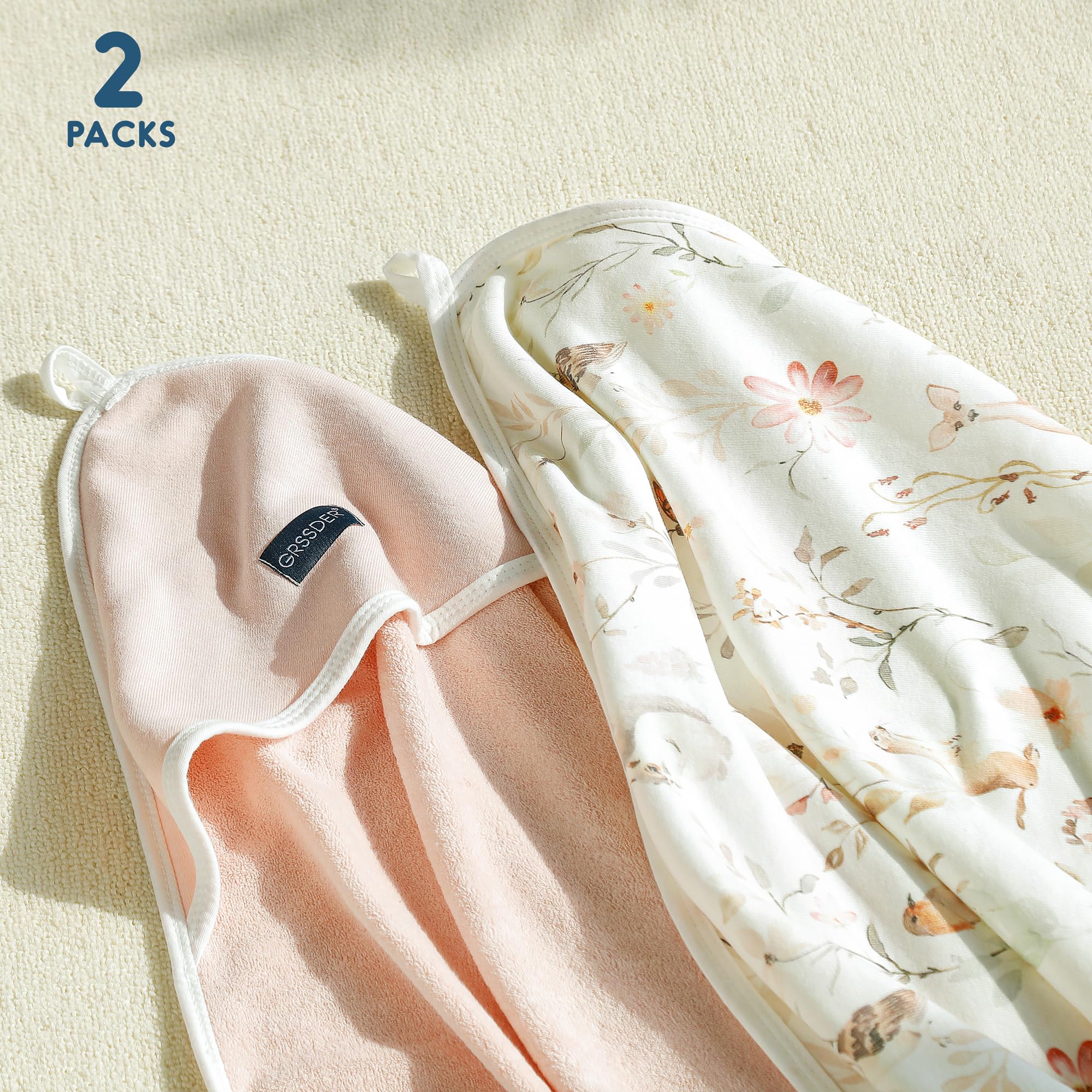 GRSSDER Baby-Kapuzenhandtuch für Neugeborene, superweiche Badetücher mit originellem Design, ultra-saugfähiges Strickfrottee, große Kleinkind-Handtücher mit Kapuze für Mädchen, Duschgeschenke für
