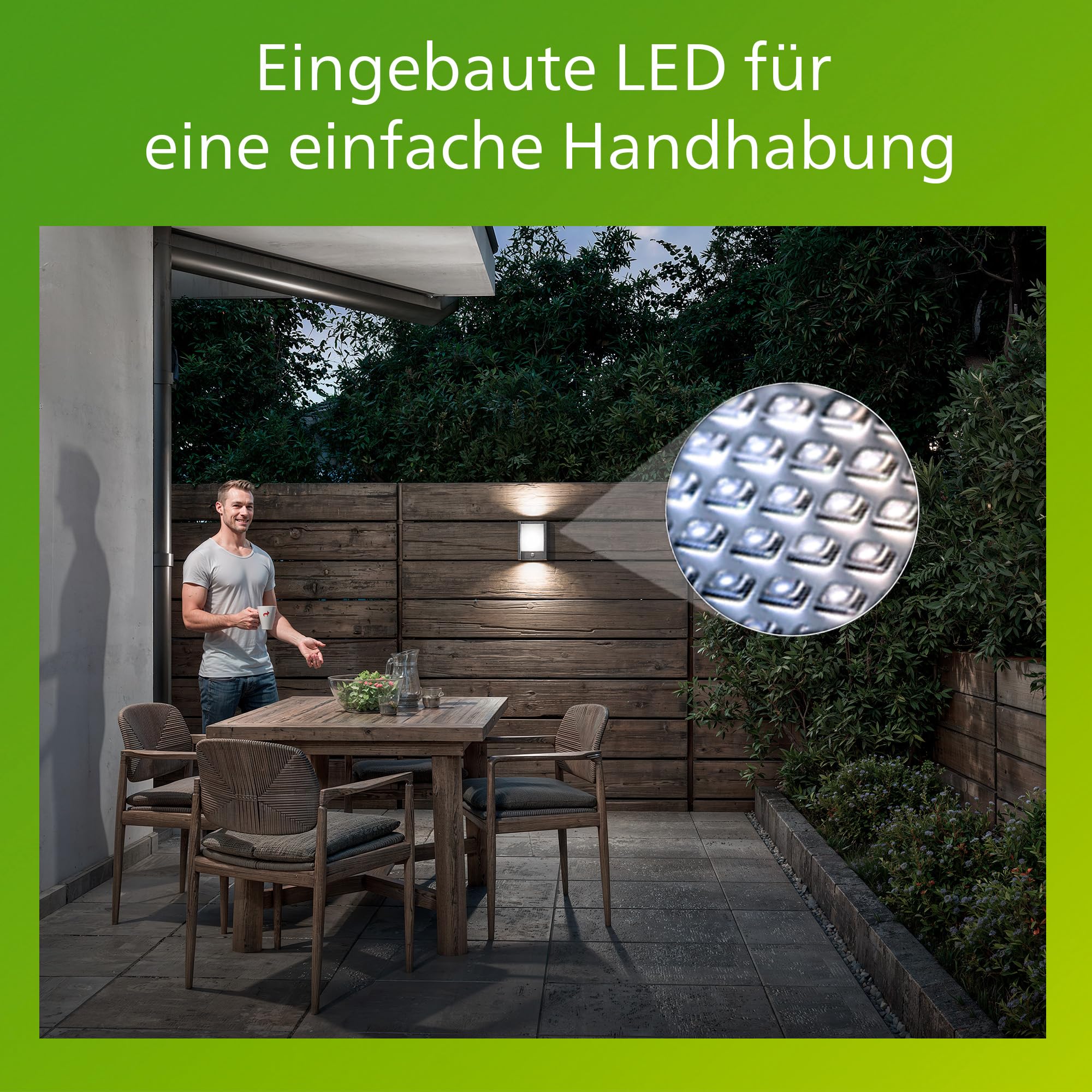 PHILIPS Arbour LED-Wandleuchte, Außenleuchte mit Bewegungsmelder, Außenbeleuchtung, 6 W, 750 lm, 4.000 K Kaltweißes Licht, IP44-Wetterfest, Integrierte LED, Langlebig, Anthrazitgrau