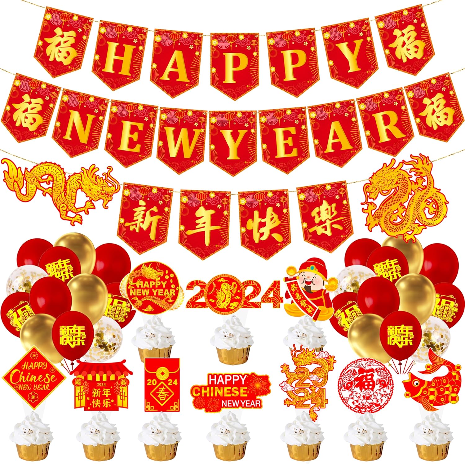 Happy Chinese New Year Party Banners Chinese Lunar New Year Decoration