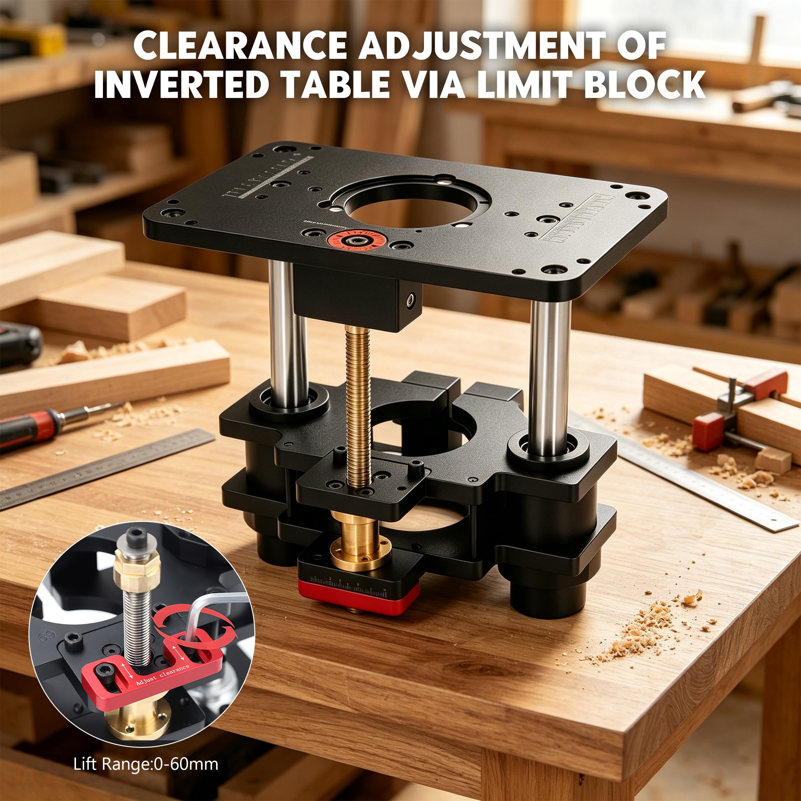 Mesa de fresado para fresadora de aleación de aluminio para motores de 65mm | router, recorte, máquina de recorte invertida, mesa elevadora, kit para trabajar la madera