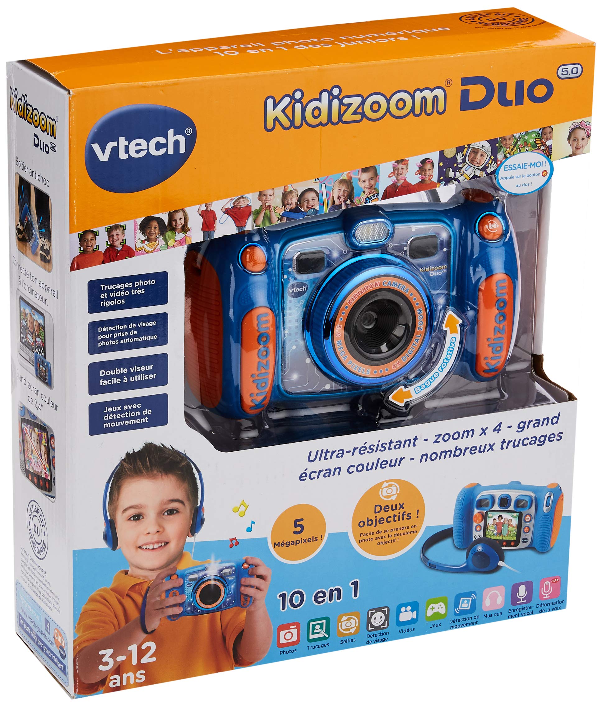Appareil Photo Numérique Enfant VTech KidiZoom Fun - 9 En 1, écran Couleur, 2 MP - Pour 3-10 Ans - Version FR Appareil Photo 2MP Zoom X4 Mémoire 128Mo