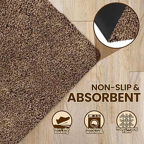 Miniatura 5 de RugMast Tapete para puerta de interior, 20 x 30 pulgadas, tapete lavable para entrada, antideslizante, súper absorbente, tapete de microfibra para